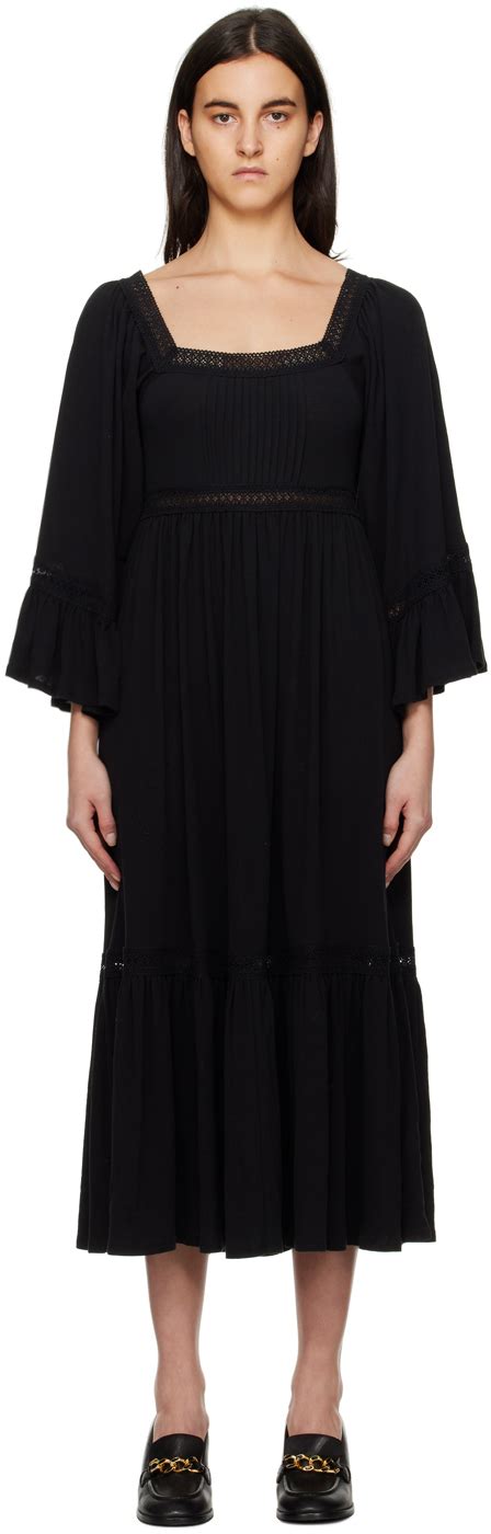 chloe black dress misha|CHLOE KNIT MAXI DRESS .